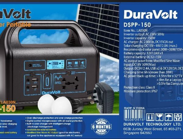 Duravolt 150W Solar Inverter with Dual Bulbs | DSPP-150