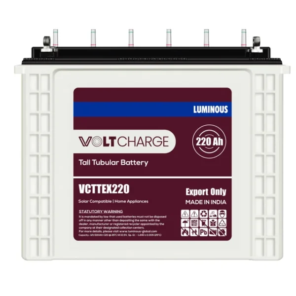 Luminous 220Ah/12v Tall Tubular Voltcharge Inverter Battery | VCTTEX220