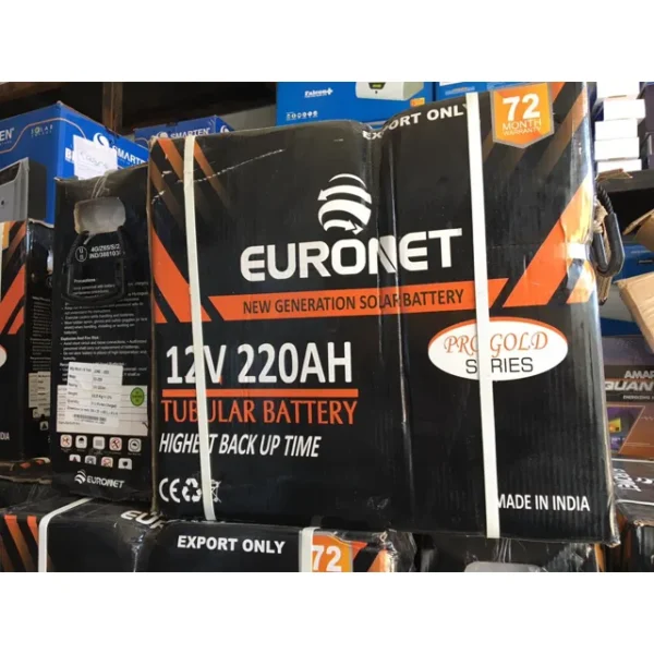 Euronet Tall Tubular Battery 220ah for Solar Power Made in India